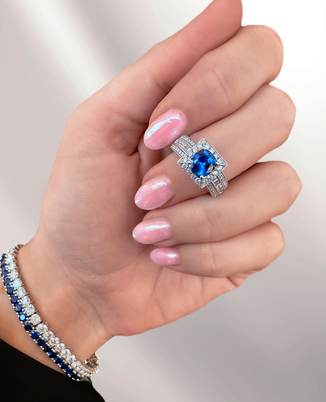 Blue Sapphire Cushion Cut Ring