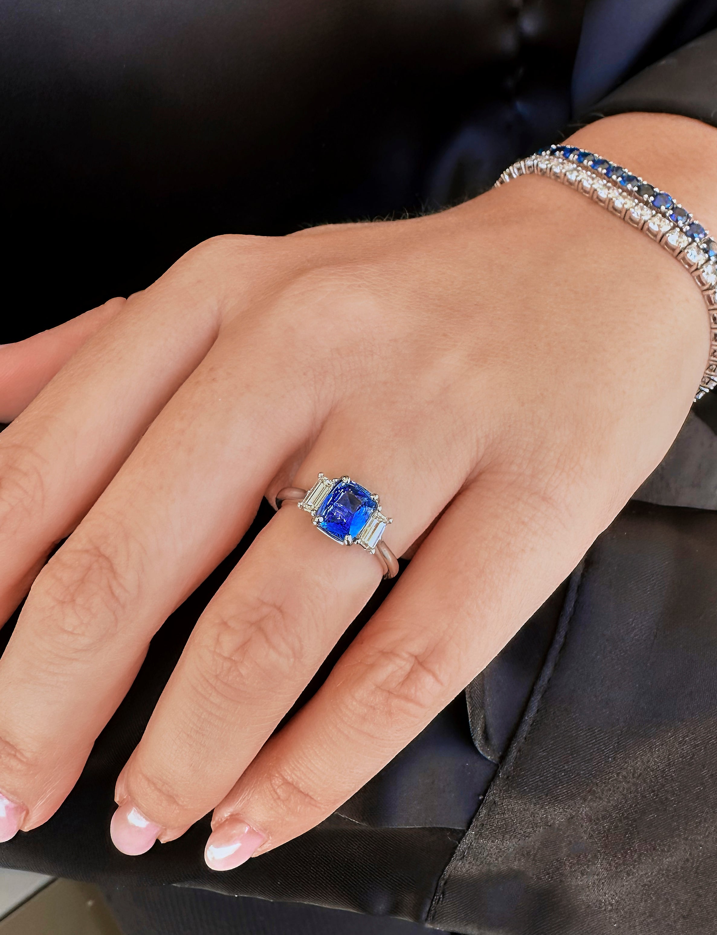 Blue Sapphire and Diamond Trilogy Ring – Stefan Diamonds