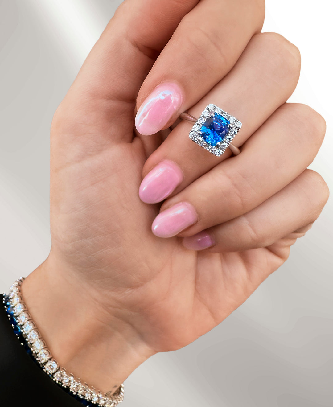 Blue Sapphire Cushion Cut Ring