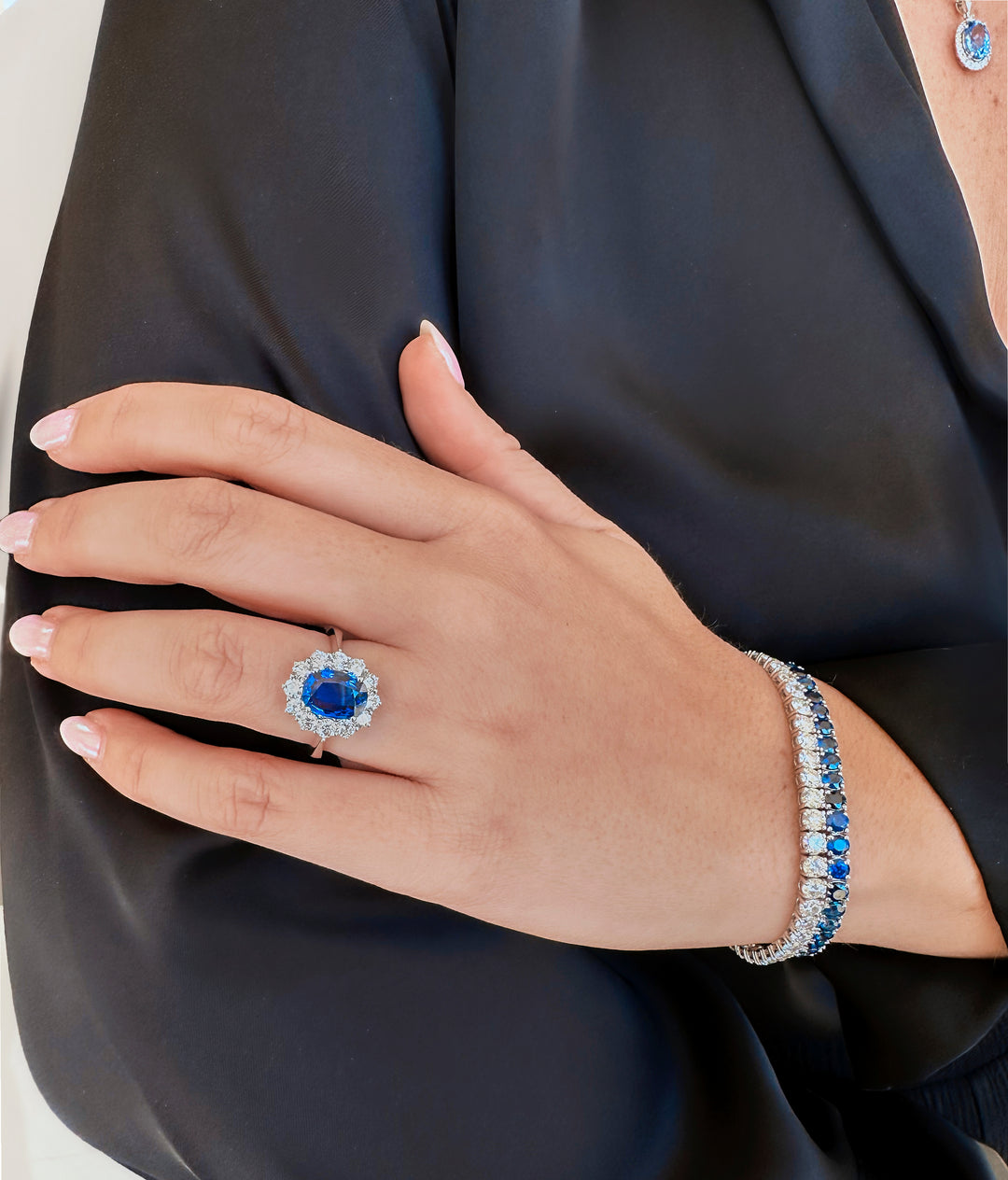 Blue Sapphire Oval Engagement Ring Perth
