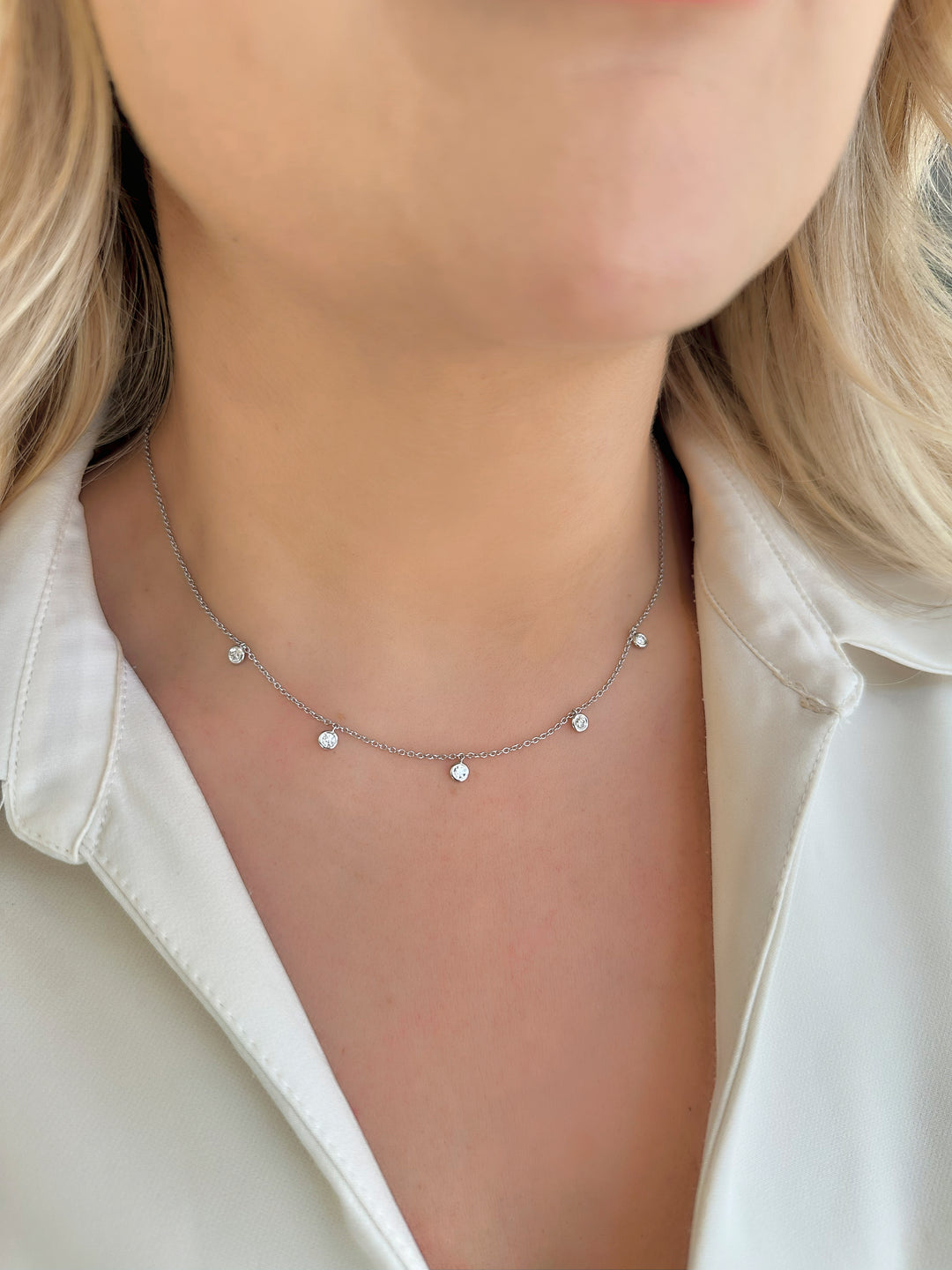 Bezel Set Diamond Necklace