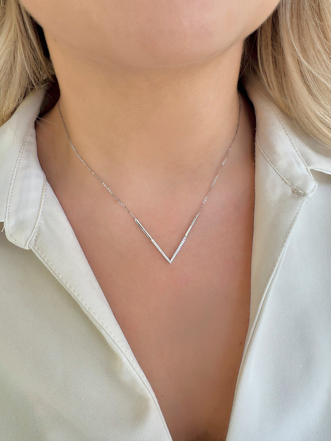 V Shape Diamond Necklace
