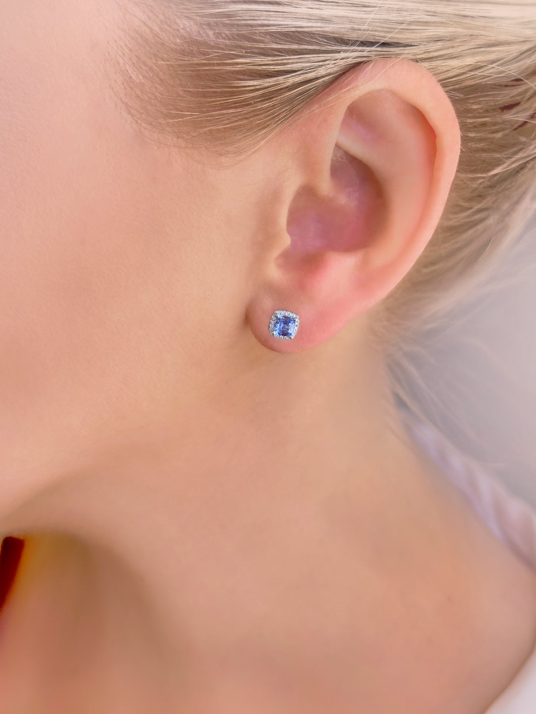 Sapphire and Diamond Halo Earrings