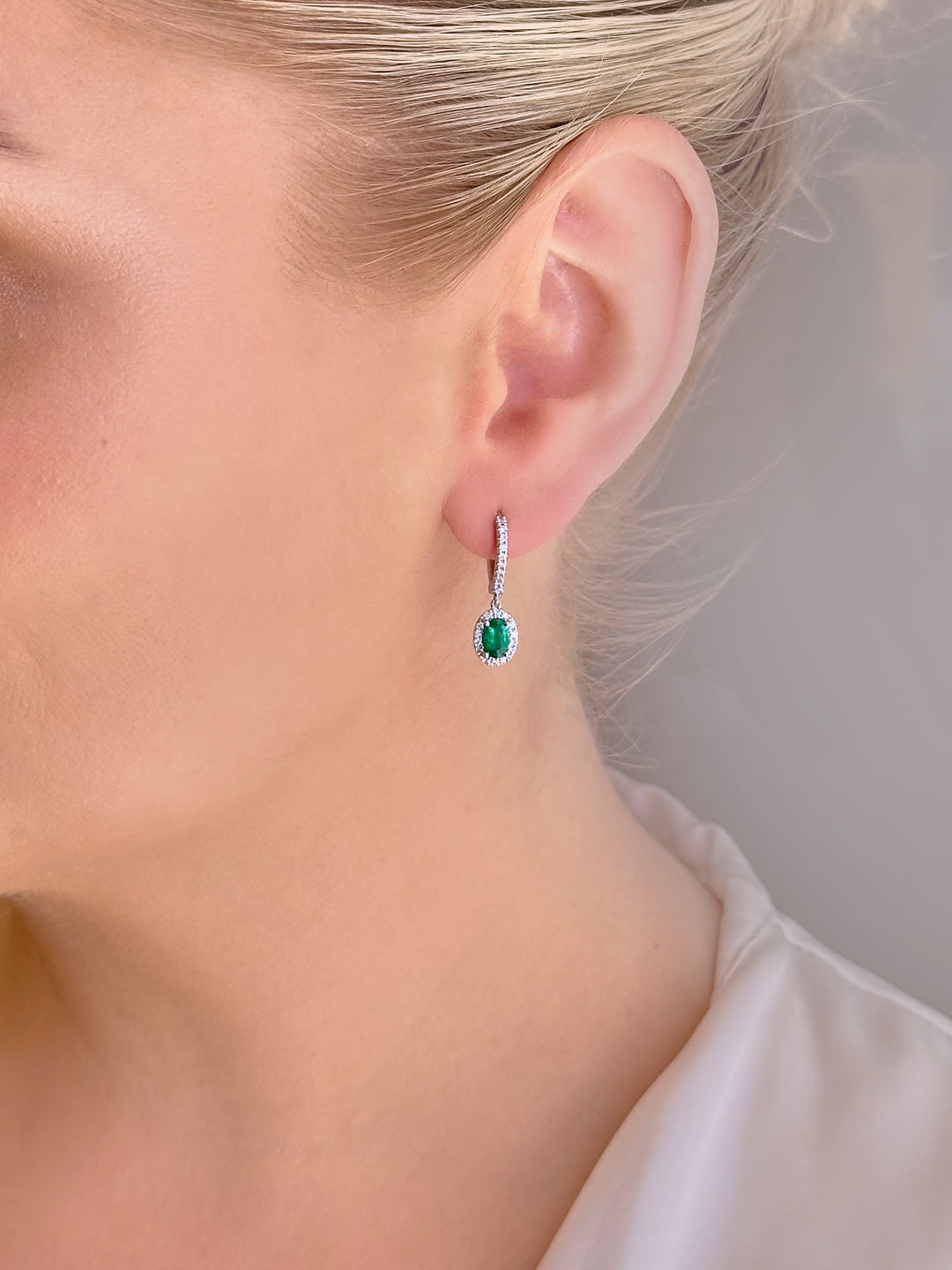 Emerald and Diamond Huggie Earrings