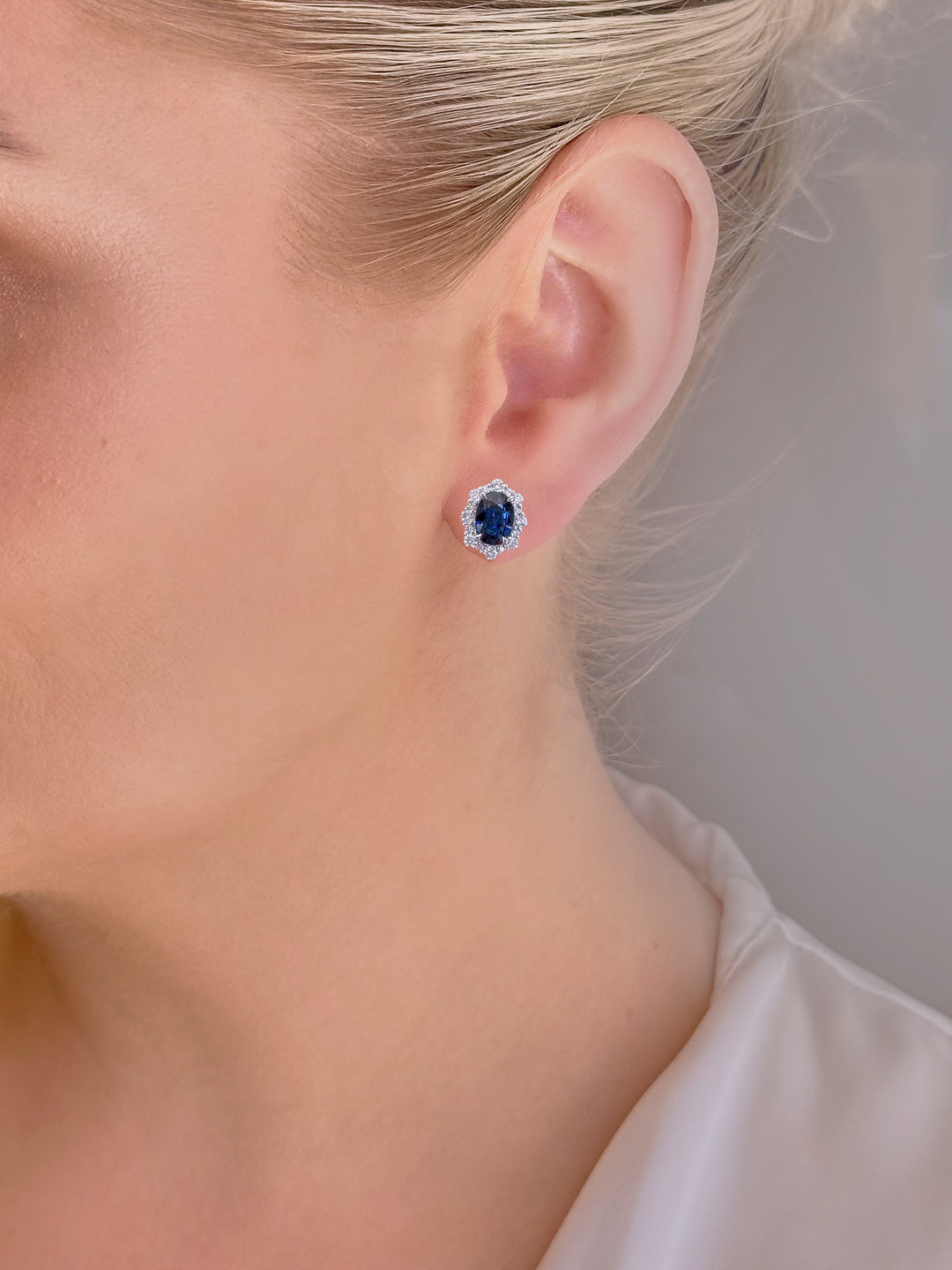 Fancy Halo Sapphire Earrings