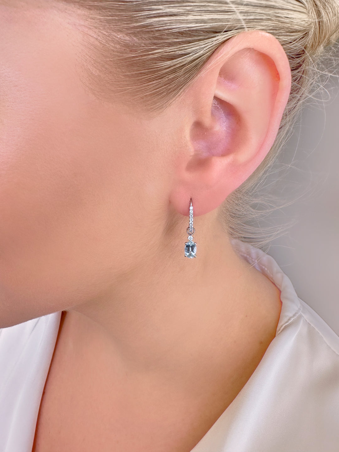 Aquamarine and Diamond Huggie Earrings