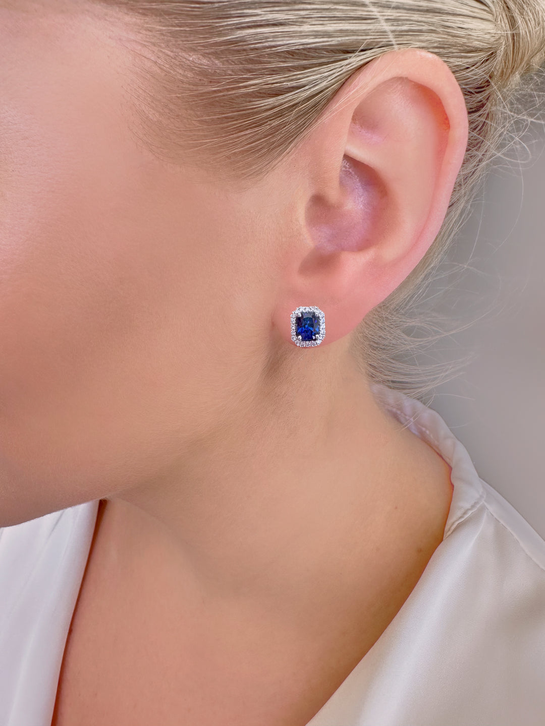 Dark Blue Sapphire & Diamond Studs