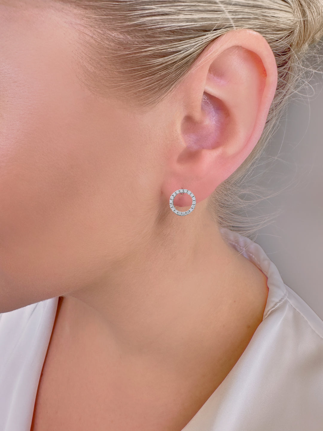 Circle Diamond Stud Earrings