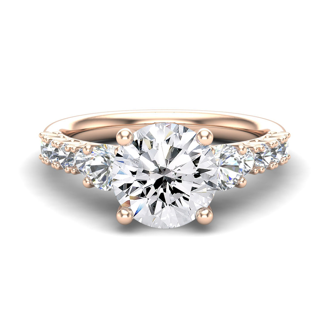 Stephanie - Round Brilliant Cut Diamond Engagement Ring Set in 4 claws