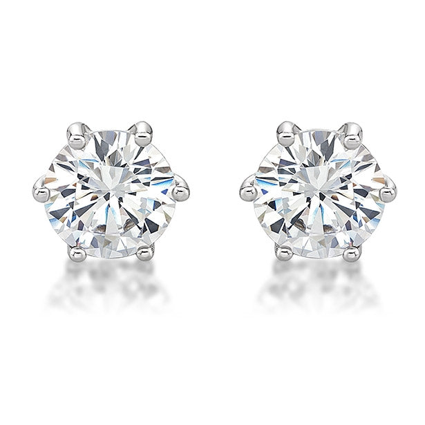 Round Brilliant Cut 6 Claw Diamond Studs