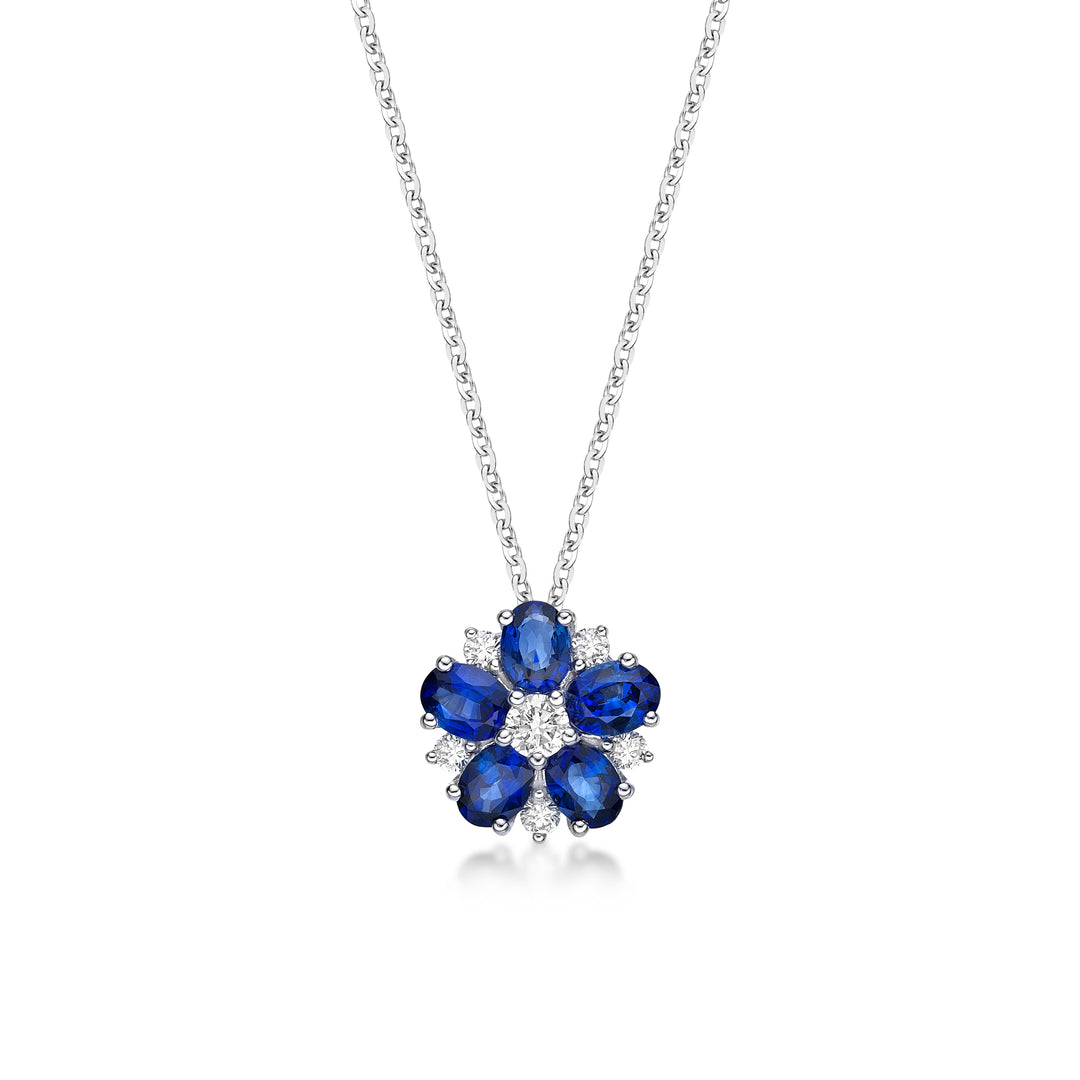 Diamond & Sapphire Flower Pendant