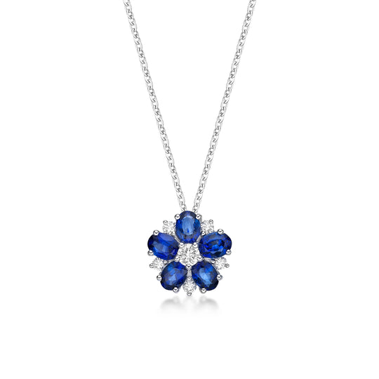 Diamond & Sapphire Flower Pendant