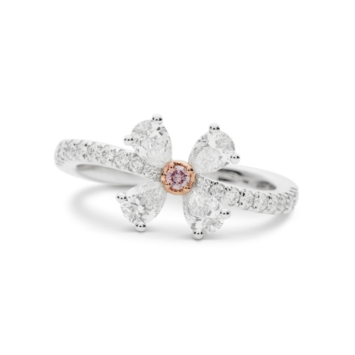 18ct White Gold Argyle Pink Diamond Engagement Ring Set in Four 18ct Rose Gold Claws