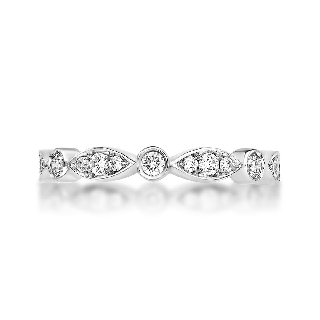 Womens Diamond Wedding Band with Round Diamonds