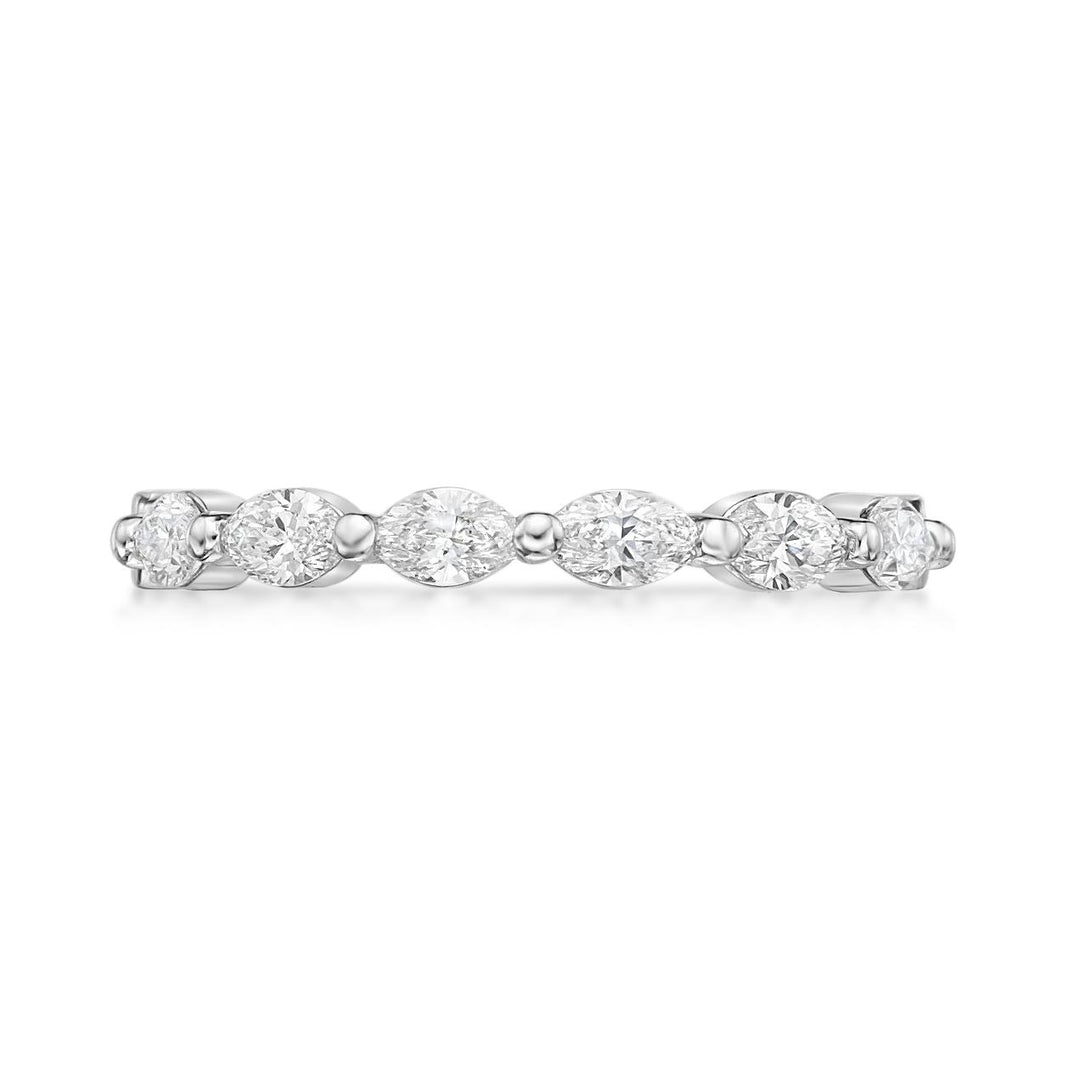 18ct Gold Diamond Wedding Band - Marquise Cut Diamond Wedding Ring