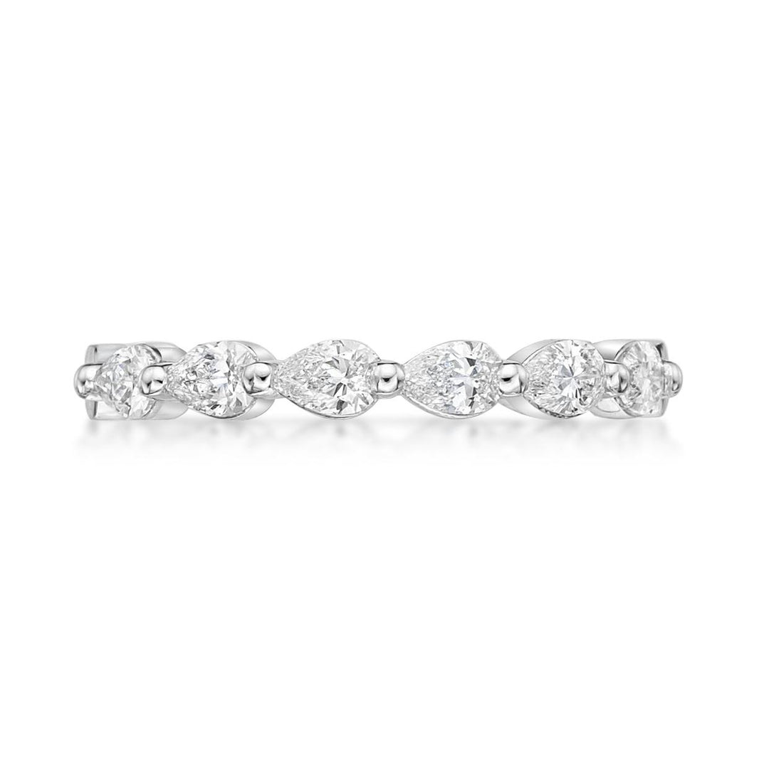 Womens Diamond Wedding Band with Pear Cut Diamonds