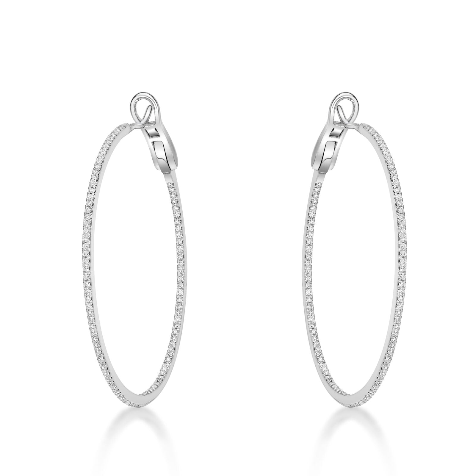 Thin diamond hoop deals earrings