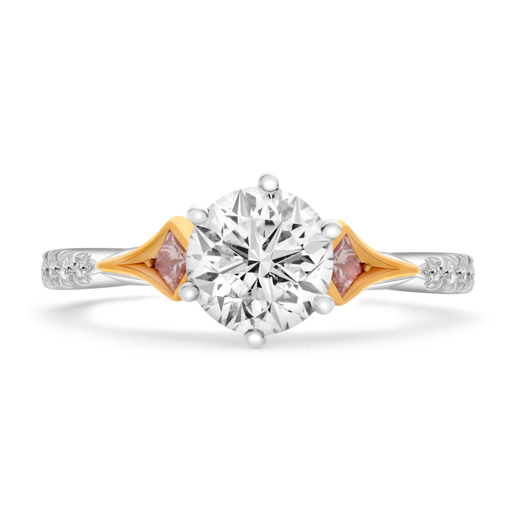 Certified Argyle Pink Diamond Engagement Ring Perth - Round Brilliant Cut