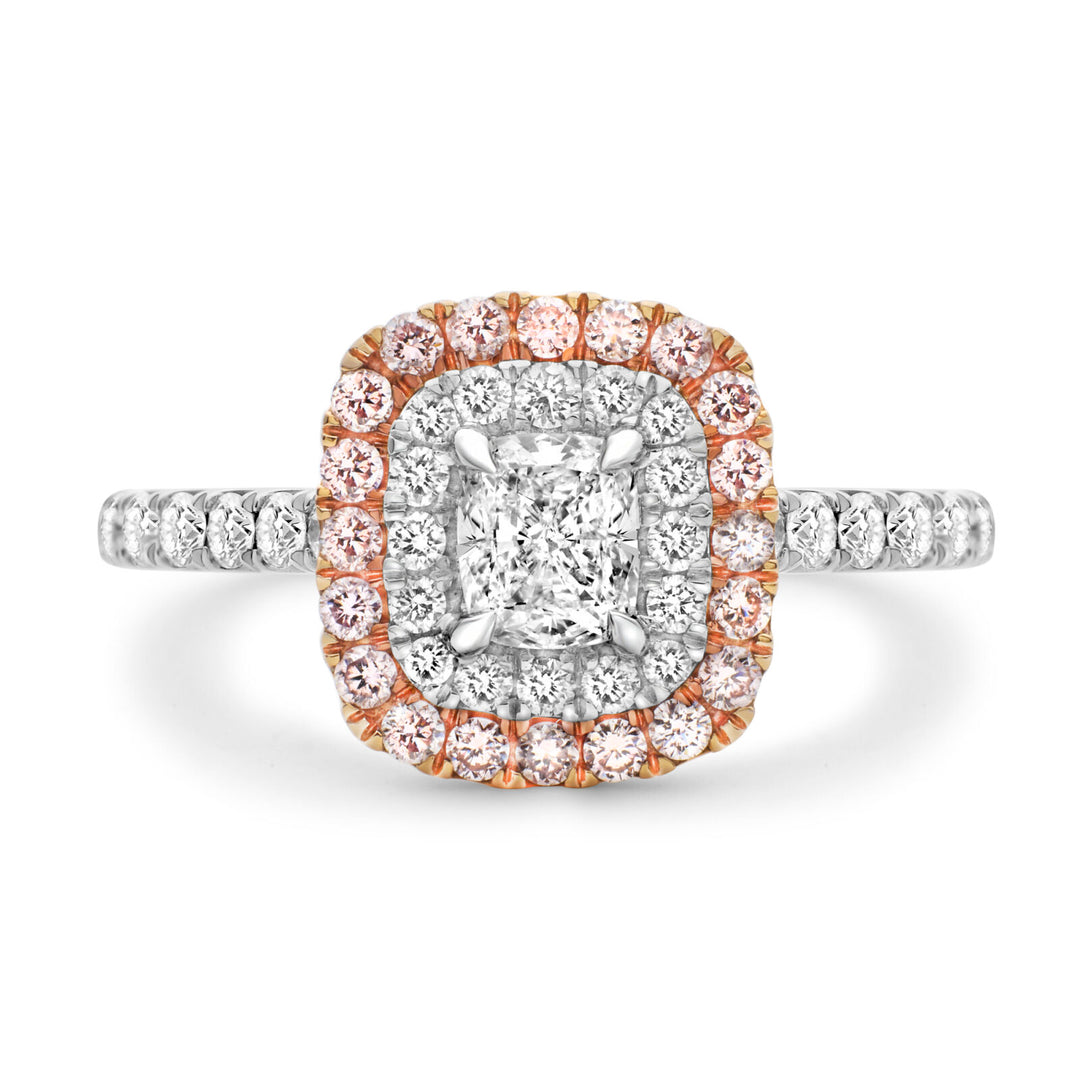 Certified Argyle Pink Diamond Engagement Ring - Cushion Cut Halo