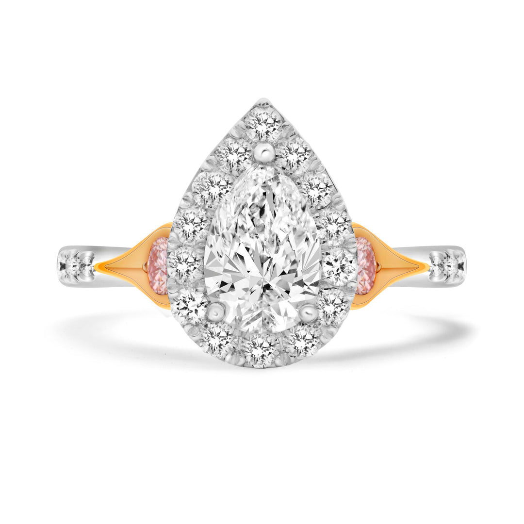 Certified Argyle Pink Diamond Engagement Ring Perth - Pear Shaped