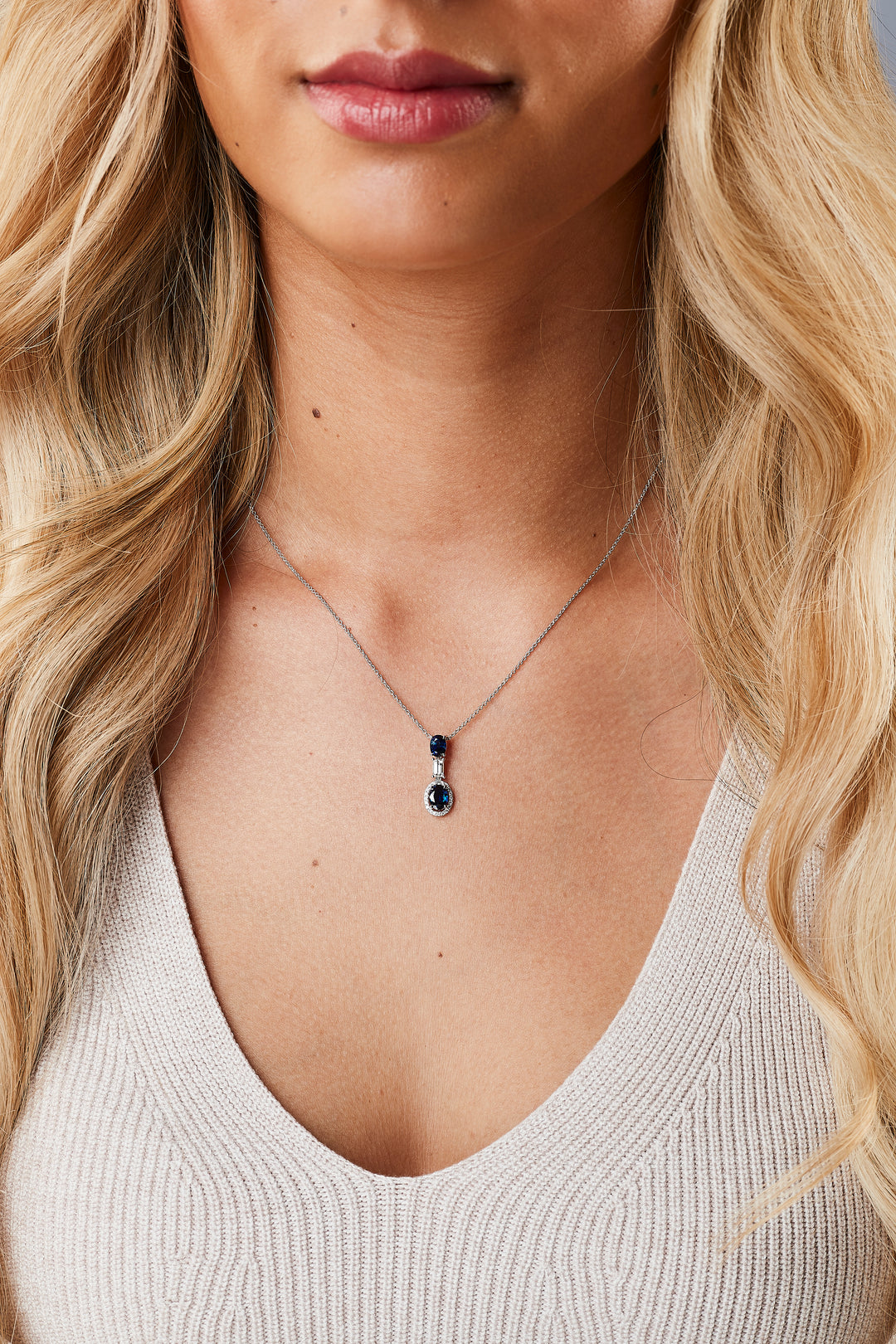 Diamond & Sapphire Drop Pendant