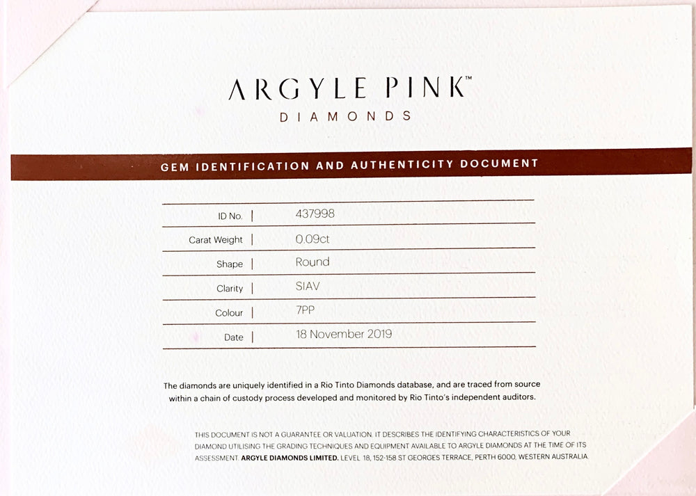 Argyle Certified Pink 0.09ct Round 7PP SIAV