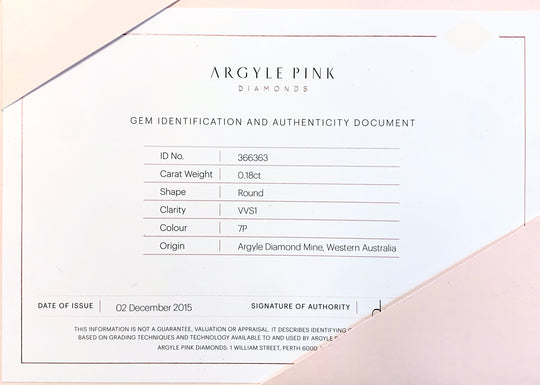 Argyle Certified Pink 0.18ct Round 7P VVS1