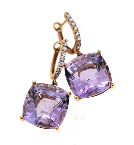 Amethyst Cushion Cut Hoop Earrings