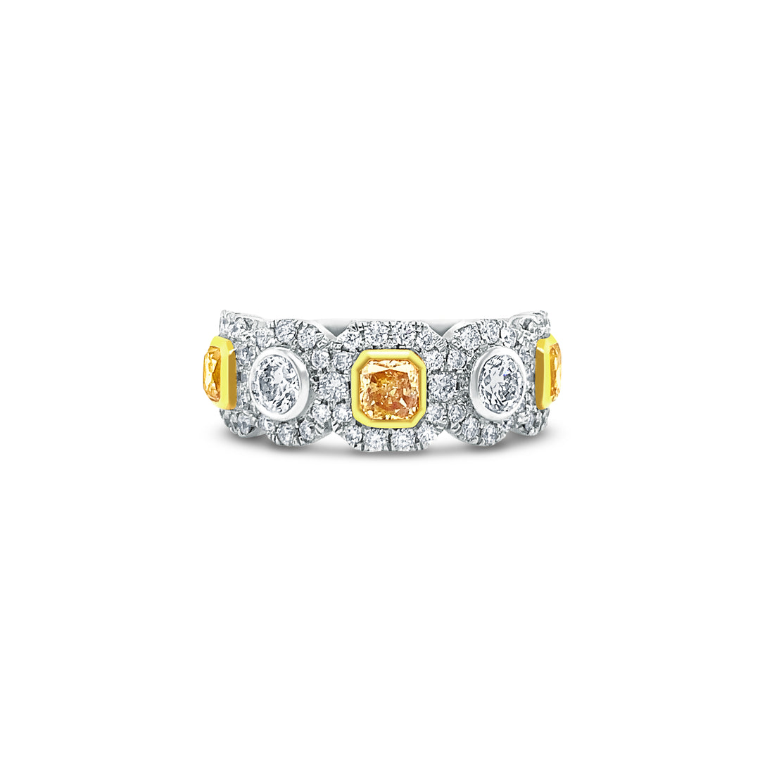 Yellow Diamond White Radiant Cut Dress Ring