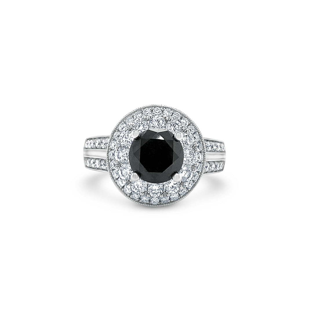 Black Double Halo Diamond Ring