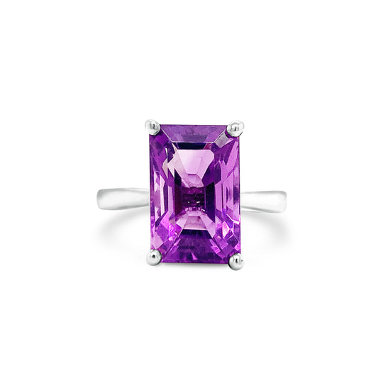 Amethyst Emerald Cut Ring