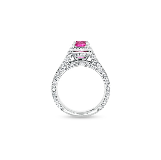 Pink Sapphire Halo Ring