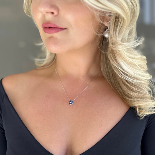 Diamond & Sapphire Flower Pendant