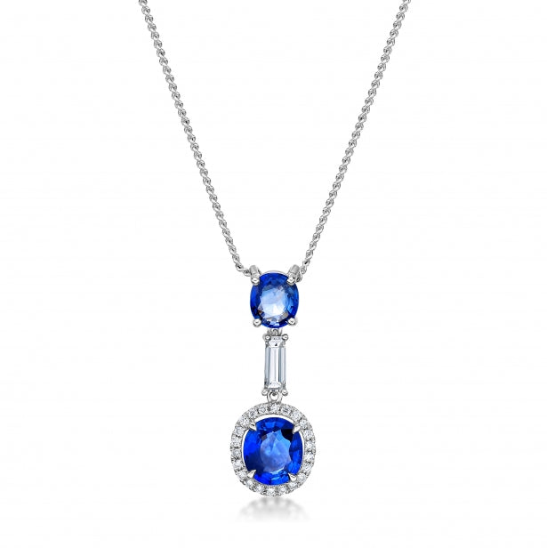 Diamond & Sapphire Drop Pendant