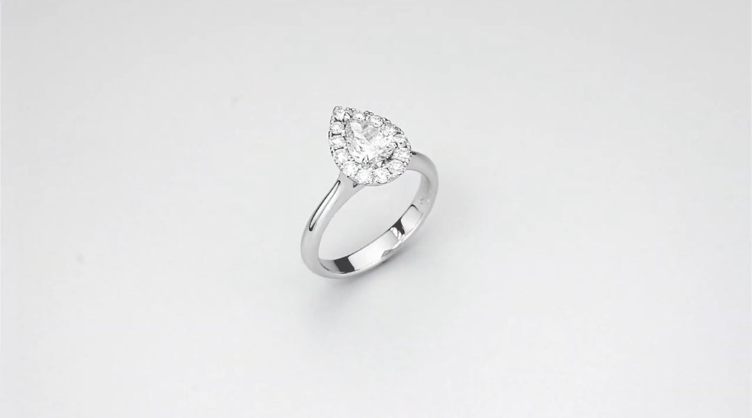 Pear Halo Engagement Ring Manufacturing Process