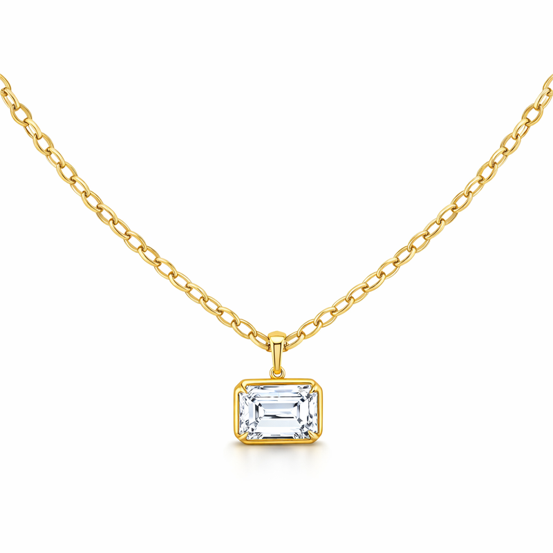 Emerald Cut Drop Diamond Pendant