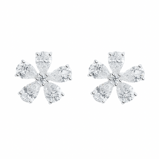 Floral Pear Diamond Studs
