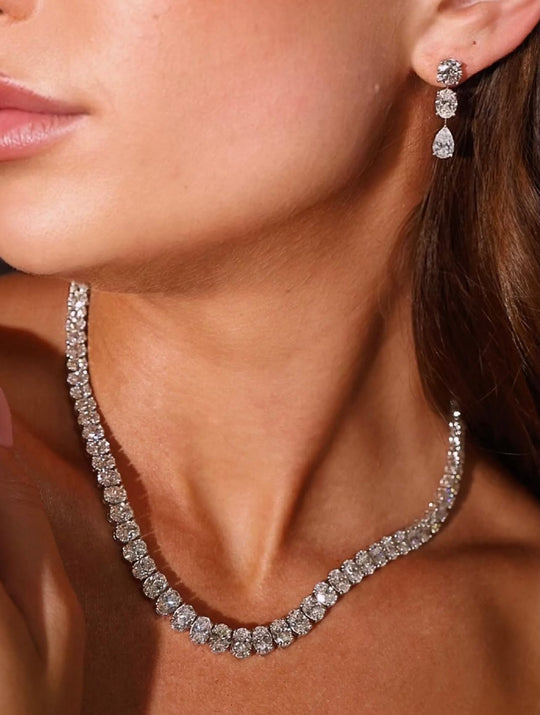 Oval Diamond Tennis Necklace