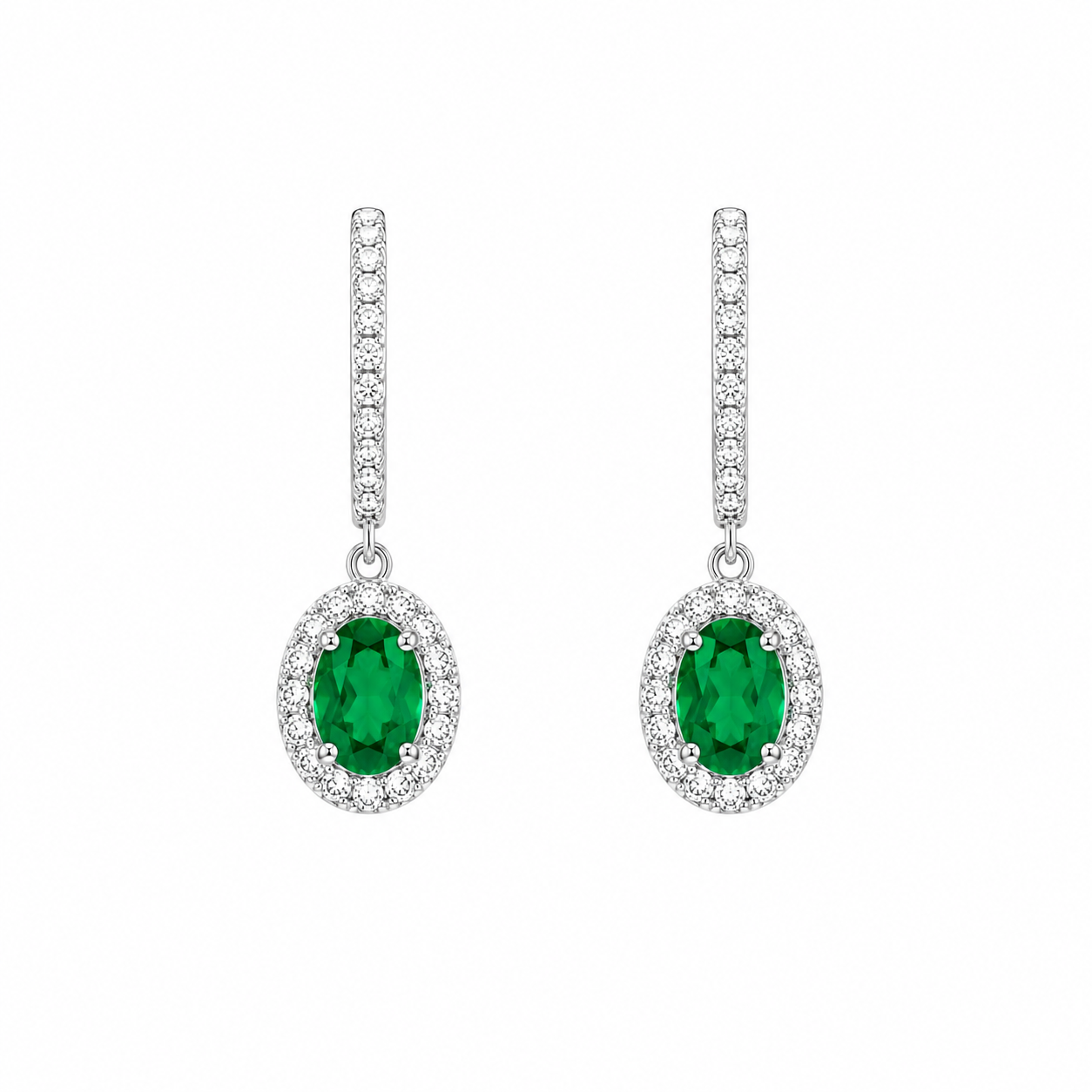 Emerald and Diamond Huggie Earrings