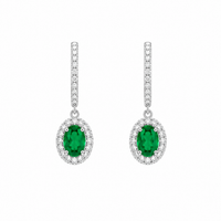Emerald and Diamond Huggie Earrings
