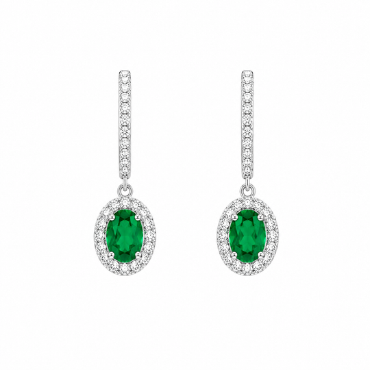 Emerald and Diamond Huggie Earrings