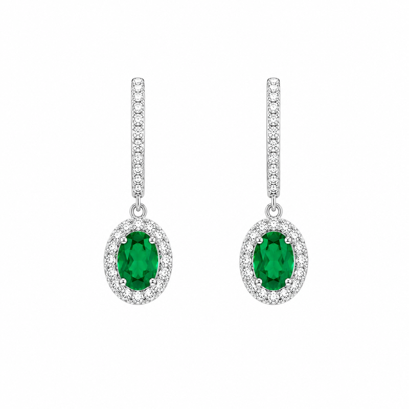 Emerald and Diamond Huggie Earrings