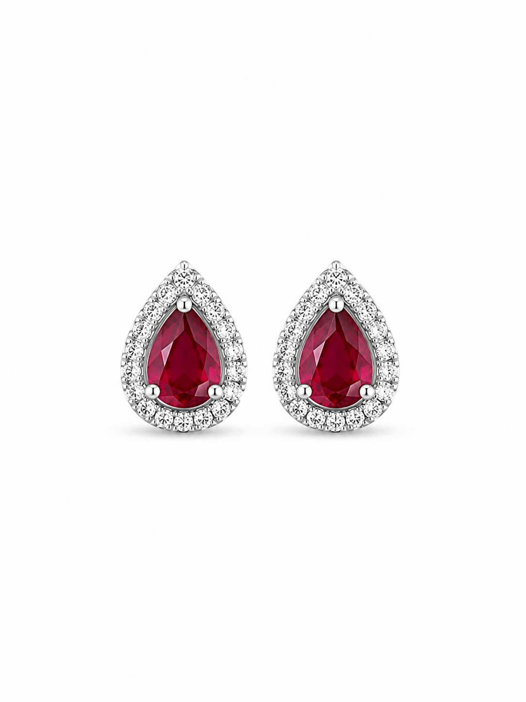 Ruby Pear Studs