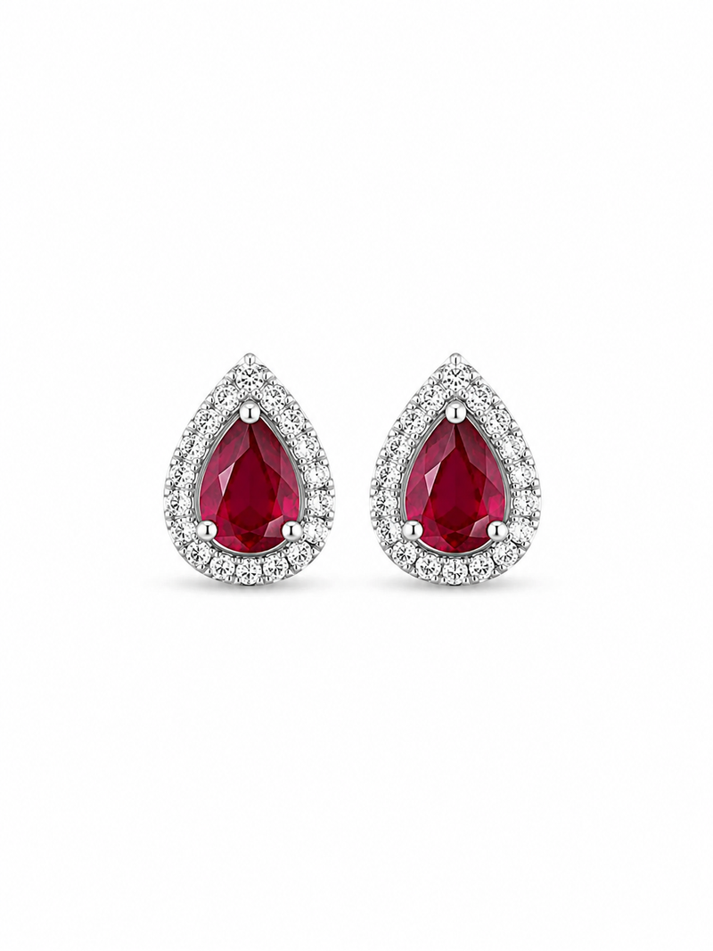 Ruby Pear Studs