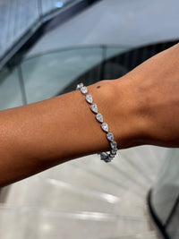 12.00 Carat Pear Cut Diamond Straight Line Tennis Bracelet