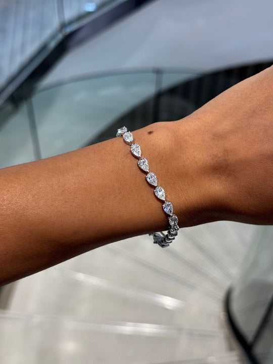 12.00 Carat Pear Cut Diamond Straight Line Tennis Bracelet