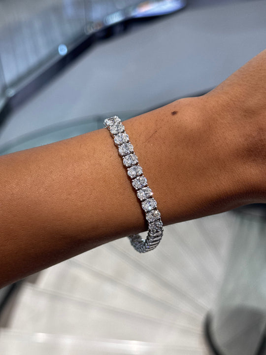 18.90 Carat Oval Straight Line Diamond Tennis Bracelet