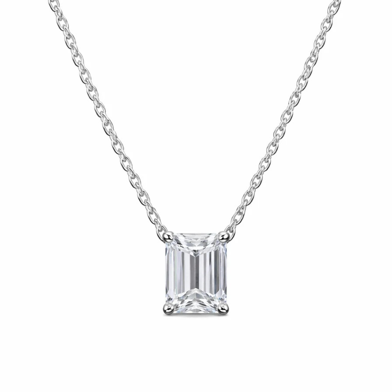 Emerald Cut Vertical Diamond Pendant