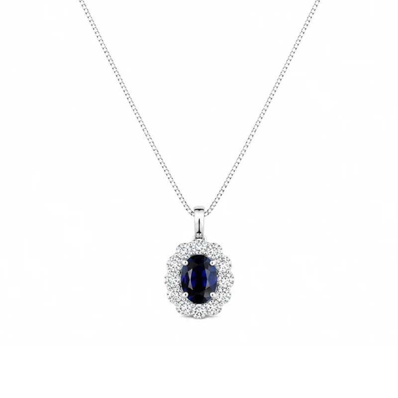 Fancy Halo Sapphire Pendant