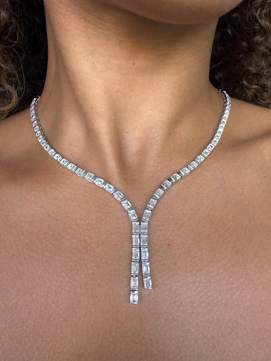 Emerald Split Tennis Necklace